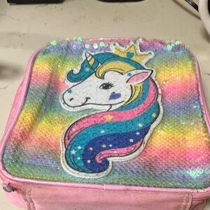 Rainbow Unicorn Sequin Kids Bag lunch